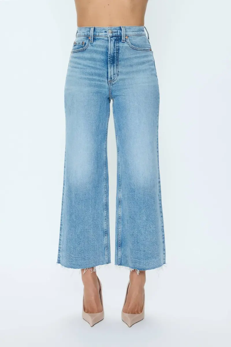 Lana Crop High Rise Ultra Wide Leg Jeans In Bistro 1