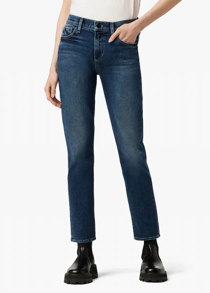 Lara Mid Rise Cigarette Ankle Jeans In Blue 2