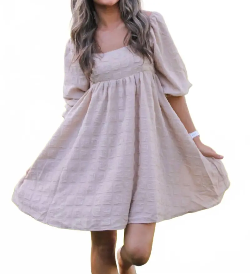Latte Babydoll Dress In Beige 1