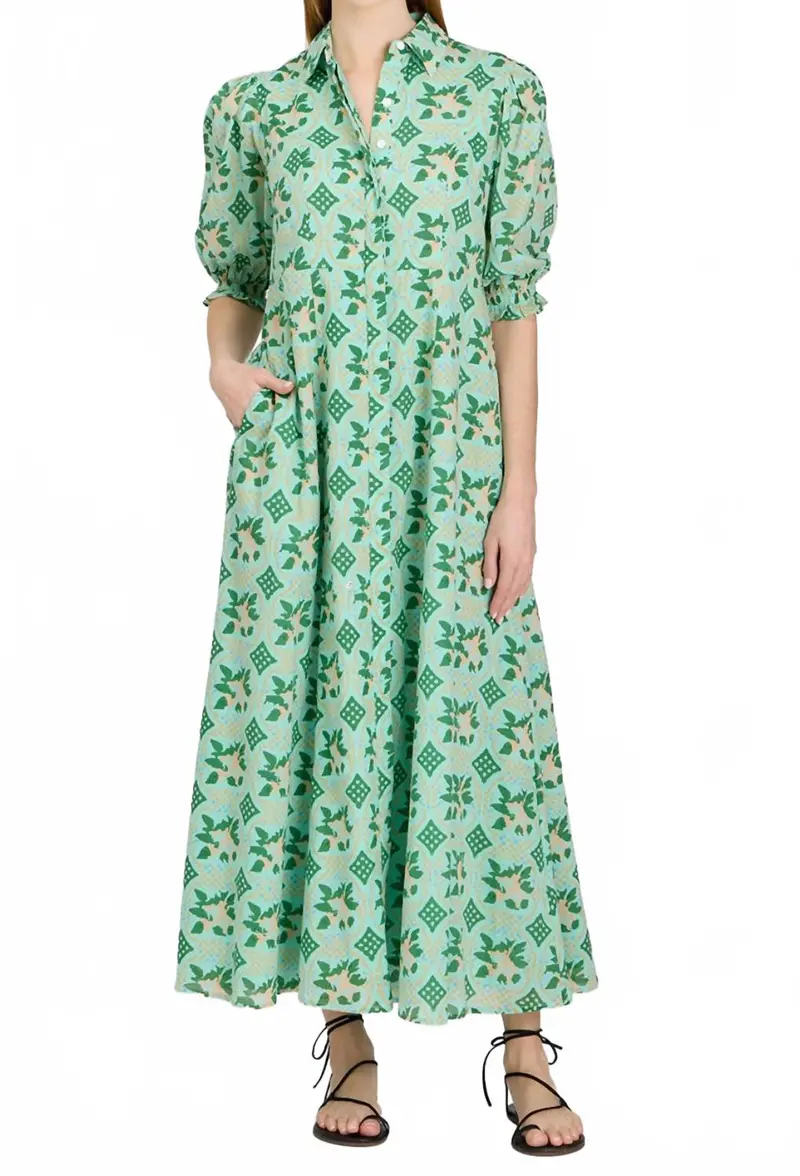 Lattice Rosie Dress In Green 1