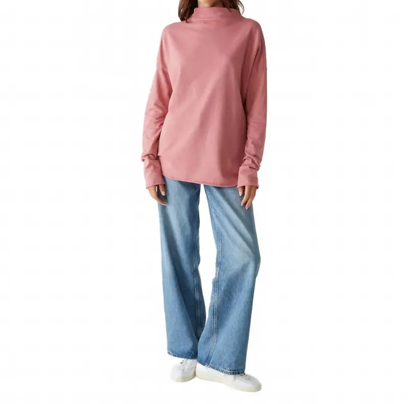 Laurel Mock Neck Top In Pink 1