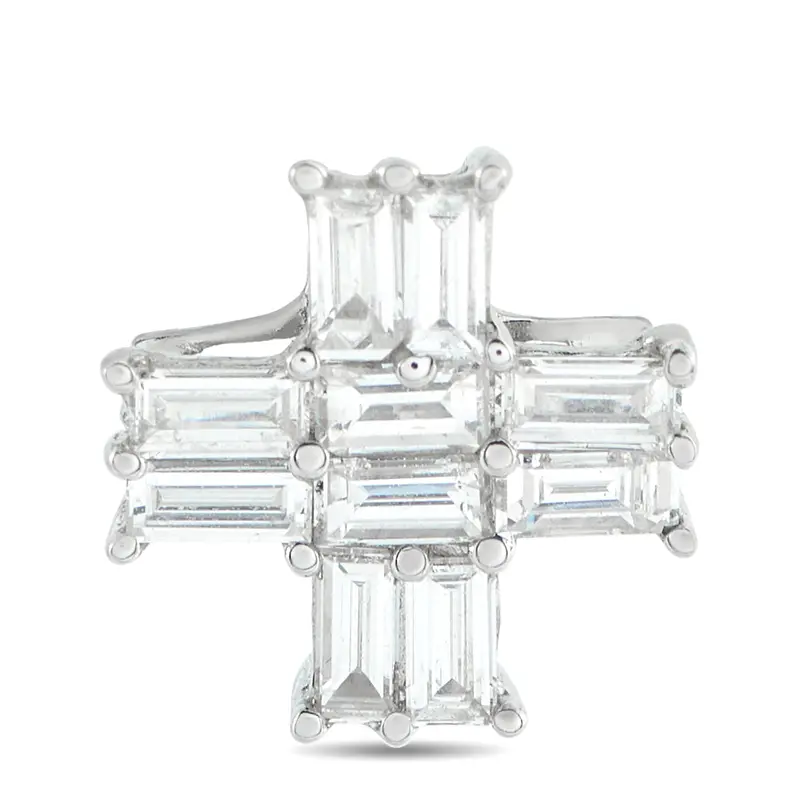 Lb Exclusive 18K White Gold 0.50Ct Diamond Cross Pendant Mf16-041326 1