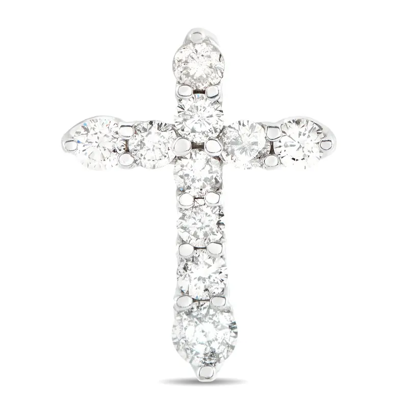 Lb Exclusive 18K White Gold 1.0Ct Diamond Cross Pendant Mf19-041426 1