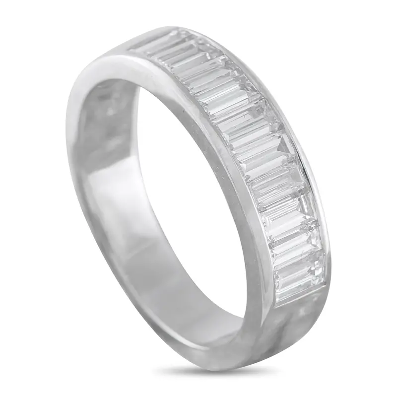 Lb Exclusive 18K White Gold 1.36Ct Diamond Half-Eternity Band Ring  Mf21-040926 1