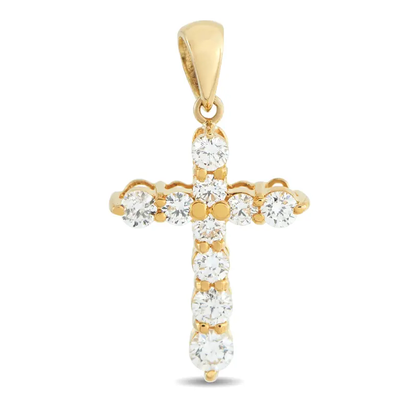 Lb Exclusive 18K Yellow Gold 0.50Ct Diamond Cross Pendant Mf23-041426 1