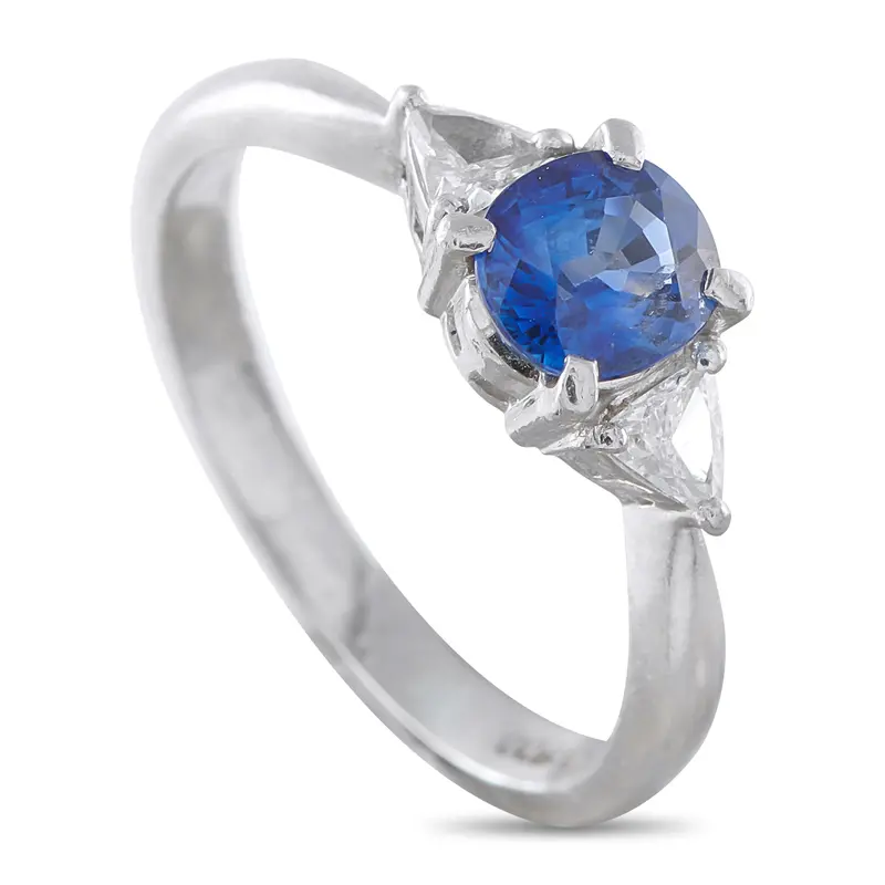 Lb Exclusive Platinum 0.17Ct Diamond And Sapphire Ring Mf12-041426 1