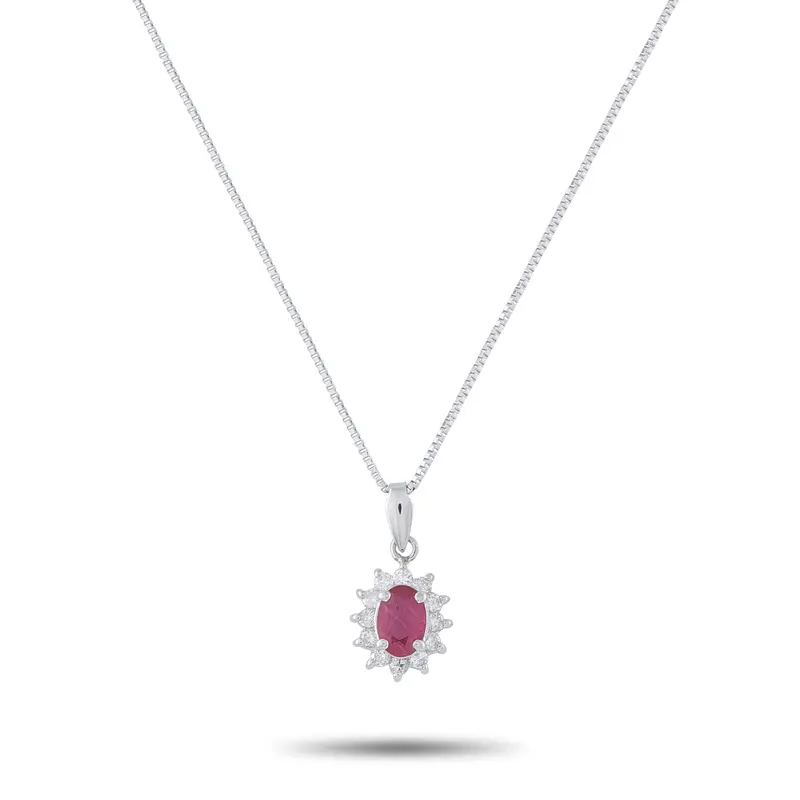 Lb Exclusive Platinum 0.20Ct Diamond And Ruby Pendant Necklace Mf25-041326 1