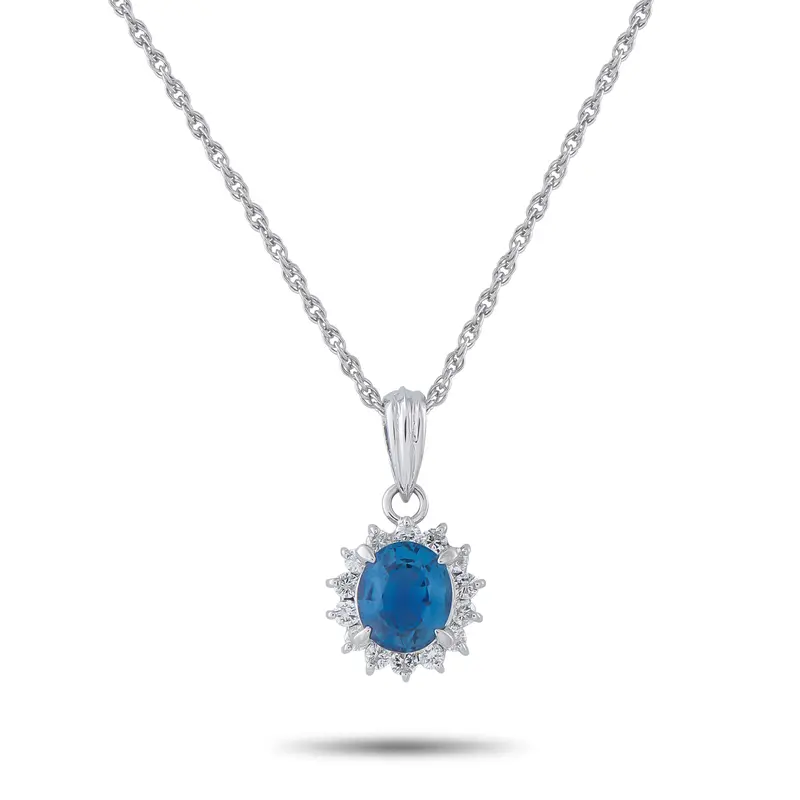 Lb Exclusive Platinum 0.27Ct Diamond And Sapphire Pendant Necklace Mf27-041426 1
