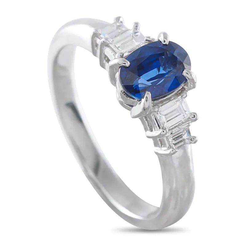 Lb Exclusive Platinum 0.30Ct Diamond And Sapphire Ring Mf28-041426 1
