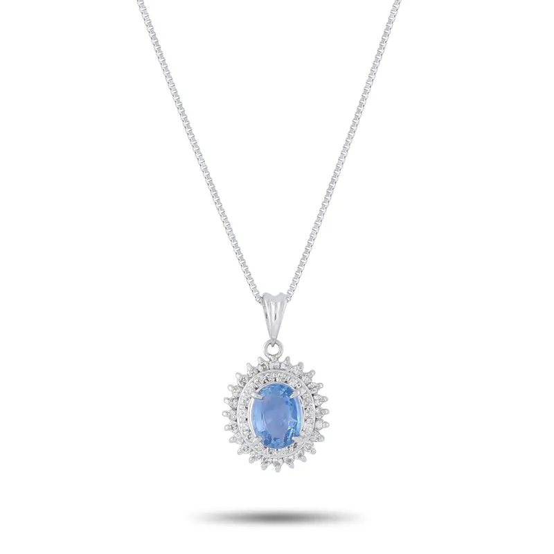Lb Exclusive Platinum 0.33Ct Diamond And Sapphire Pendant Necklace Mf16-041426 1