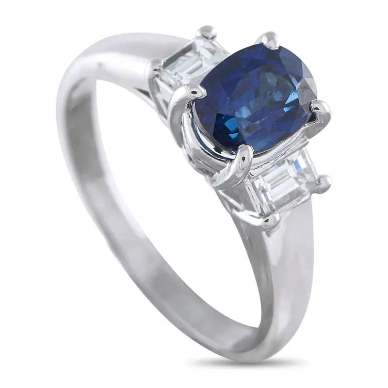 Lb Exclusive Platinum 0.37Ct Diamond And Sapphire Ring Mf15-041026 1