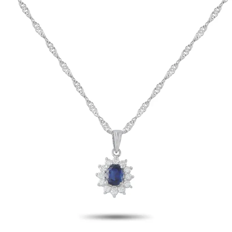 Lb Exclusive Platinum 0.39Ct Diamond And Sapphire Pendant Necklace Mf11-041326 1