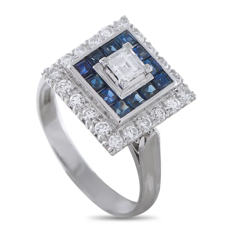 Lb Exclusive Platinum 0.40Ct Diamond And Sapphire Ring Mf15-041426 1