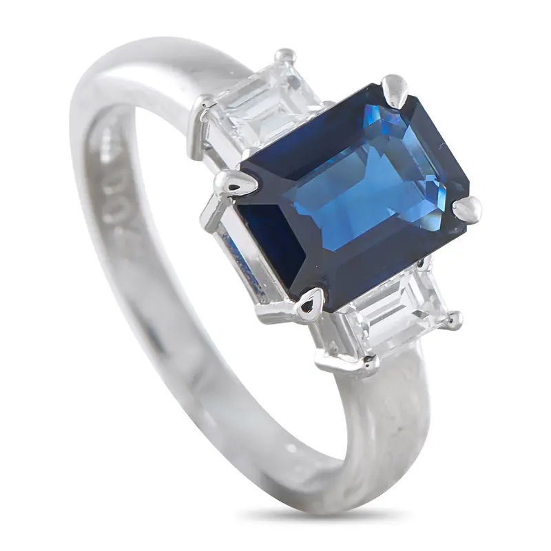 Lb Exclusive Platinum 0.41Ct Diamond And Sapphire Ring Mf05-041326 1