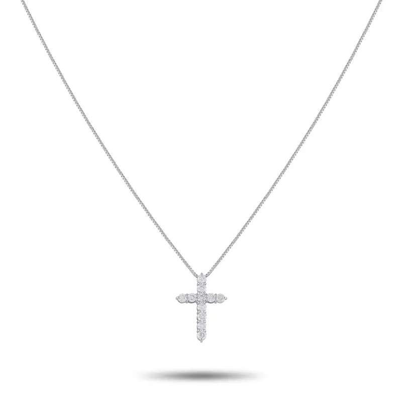 Lb Exclusive Platinum 0.50Ct Diamond Cross Pendant Necklace Mf10-041026 1