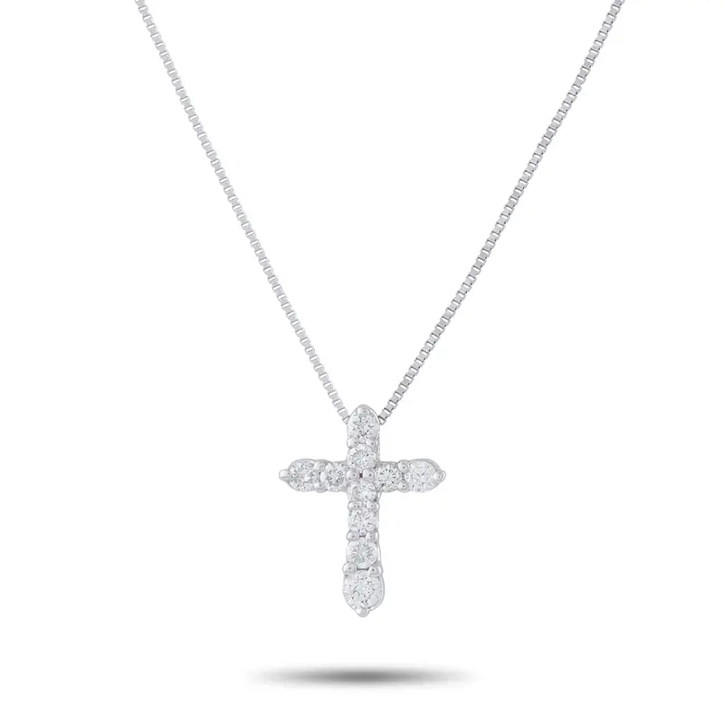 Lb Exclusive Platinum 0.50Ct Diamond Cross Pendant Necklace Mf21-041426 1