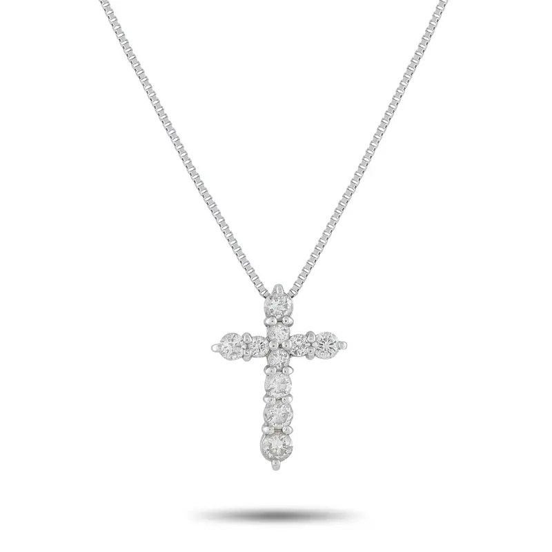 Lb Exclusive Platinum 0.51Ct Diamond Cross Pendant Necklace Mf24-041426 1