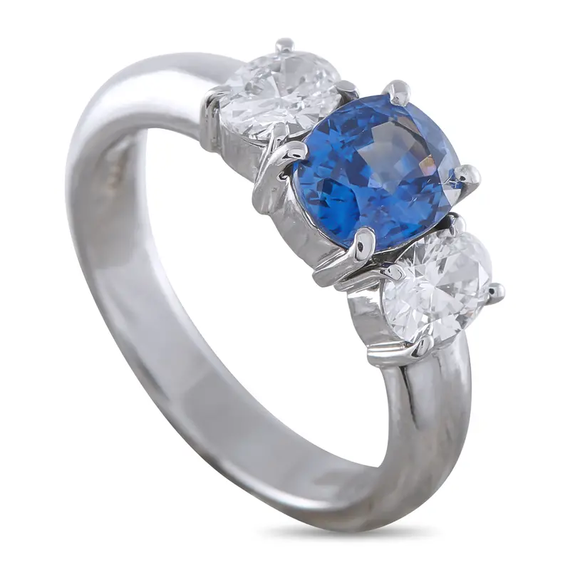 Lb Exclusive Platinum 0.63Ct Diamond And Sapphire Ring Mf04-041326 1