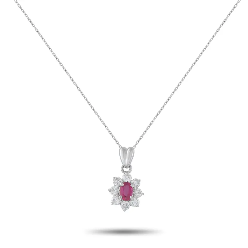 Lb Exclusive Platinum 0.66Ct Diamond And Ruby Pendant Necklace Mf31-041426 1