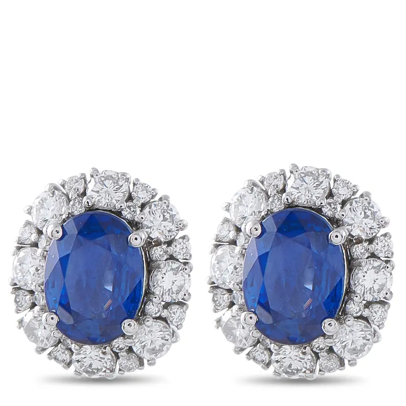 Lb Exclusive Platinum 1.02Ct Diamond And Sapphire Earrings Mf35-041426 1