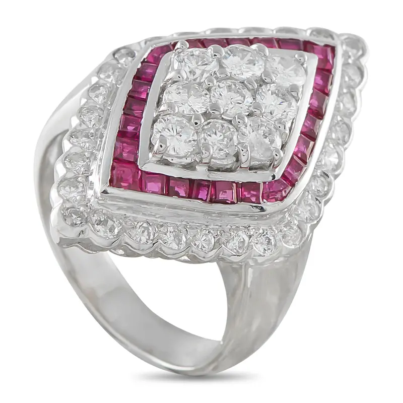 Lb Exclusive Platinum 1.21Ct Diamond And Ruby Ring Mf14-041426 1