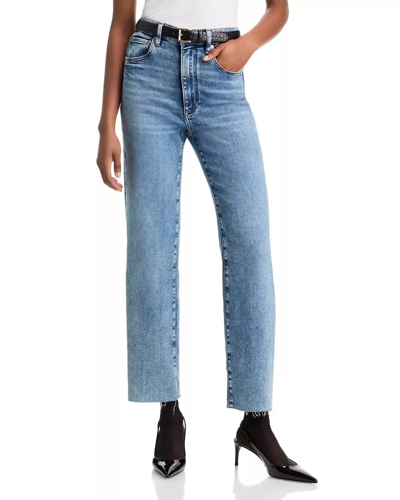 Le Sleek High Rise Straight Leg Jeans In Rowley Raw Fray 1