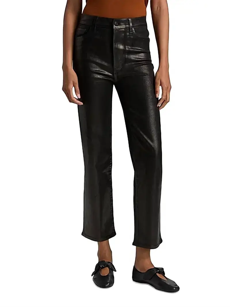 Le Sleek Straight Faux Leather Pants In Black 1