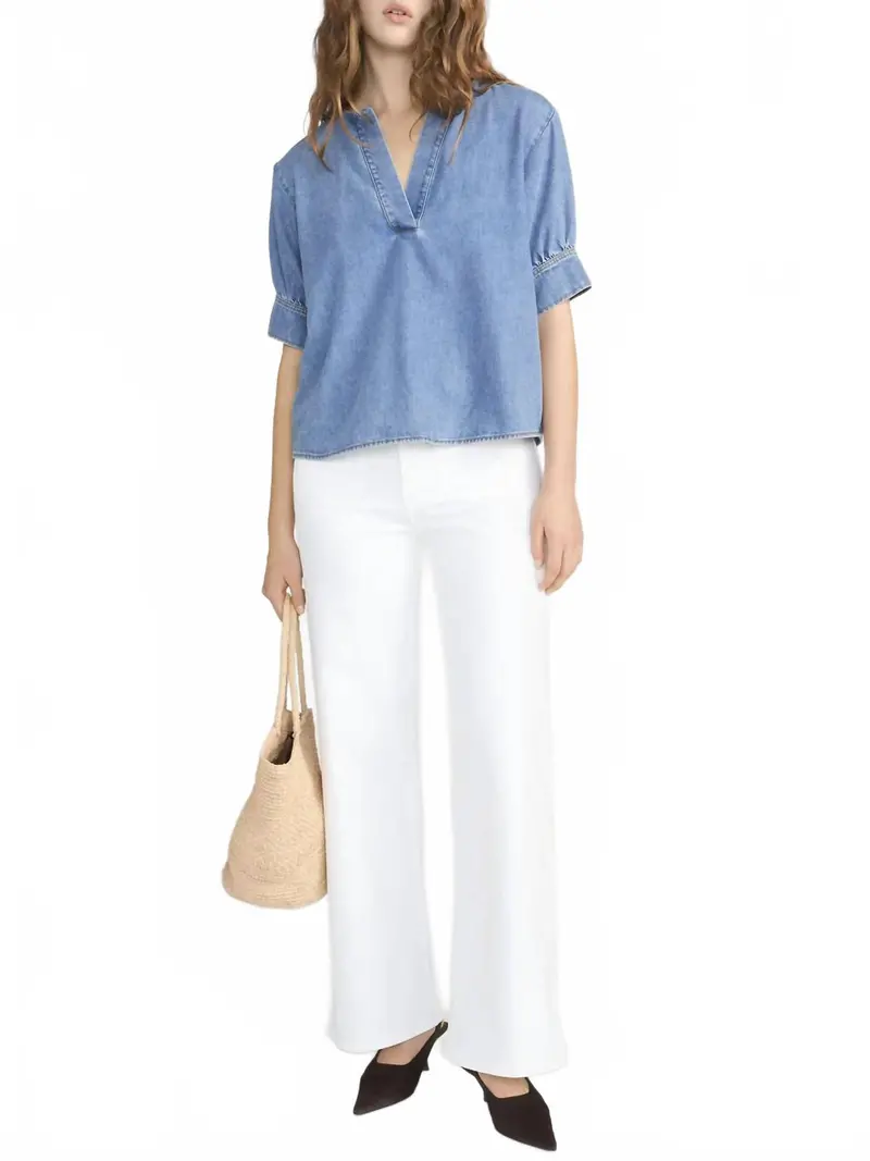 Le Slim Palazzo Modernist Pocket Pants In White 1
