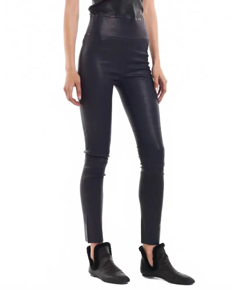 Leather Ankle Legging In Navy 1