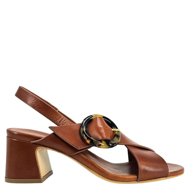 Leather Block Heel Singback Sandal 1