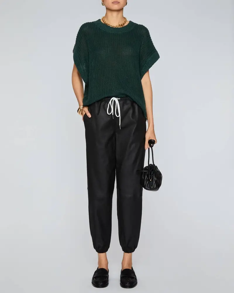 Leather High-Rise Sweatpants In Black 1