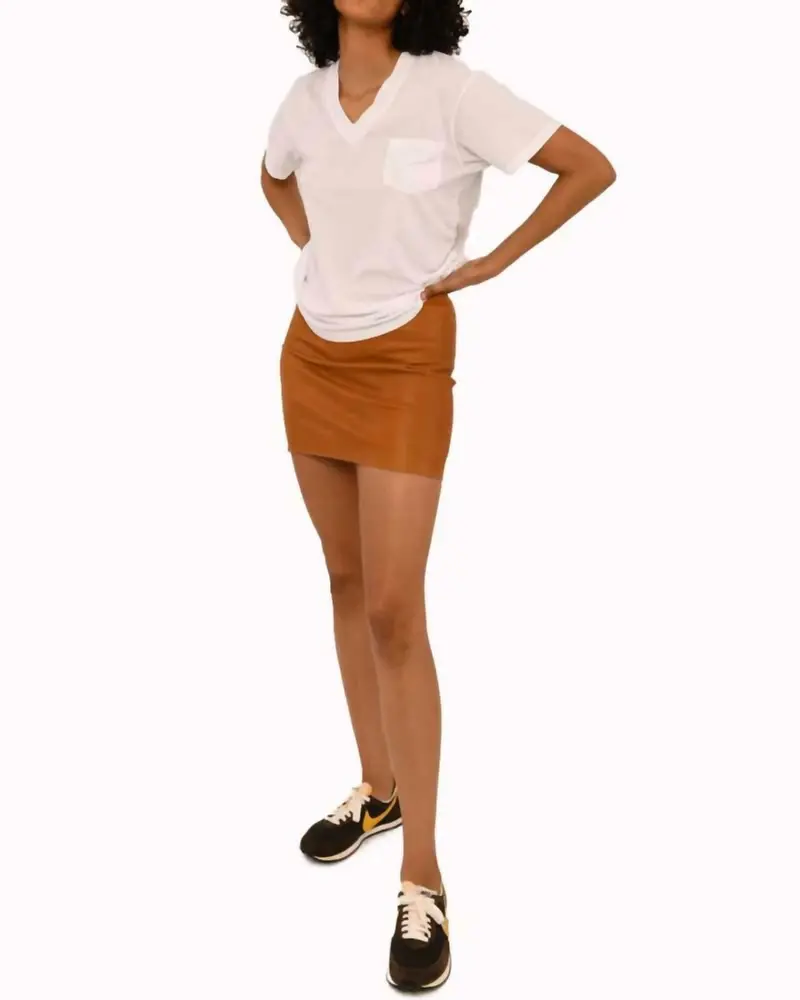 Leather Mini Skirt In Camel 1