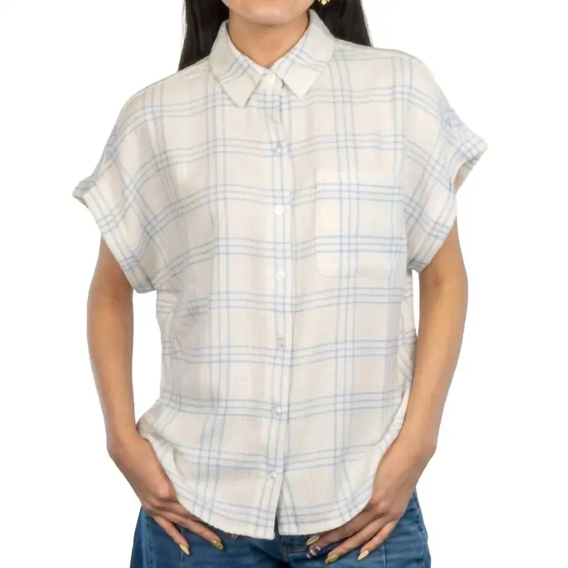 Leetonia Dolman Woven Shirt In Blue/White 1
