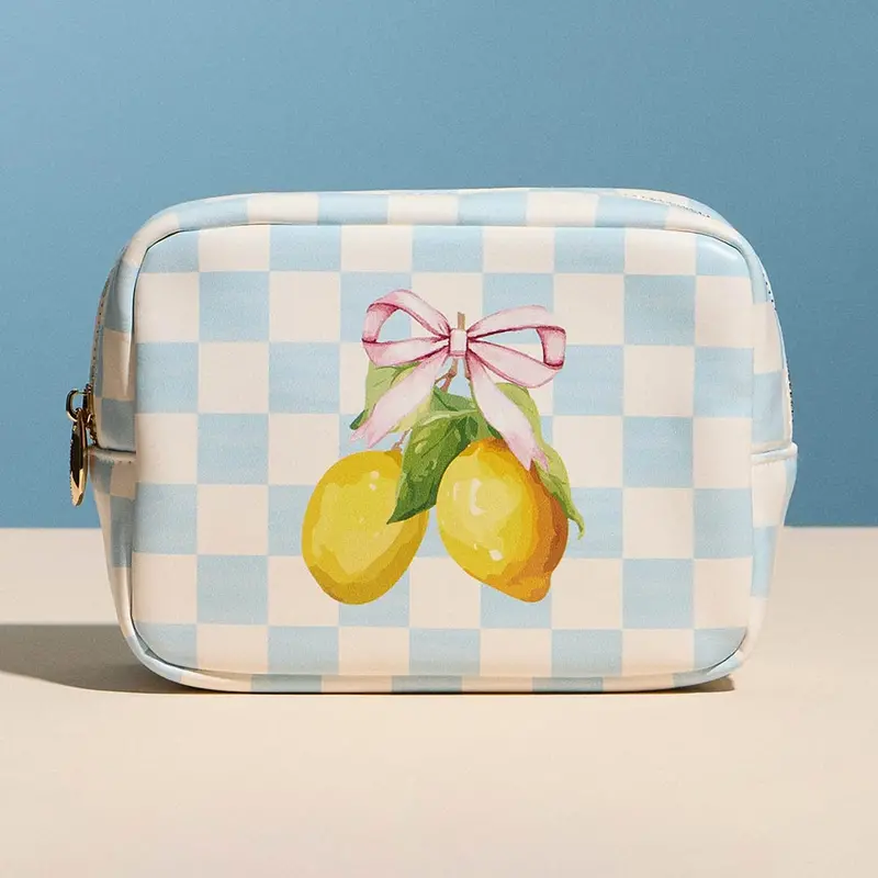 Lemon Bow Print Portable Cosmetic Pouch Bag 1