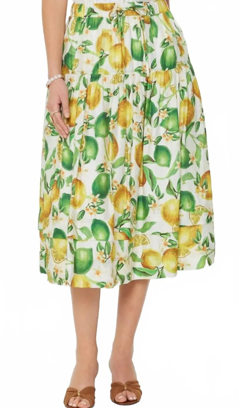 Lemon Midi Skirt In Yellow/Green 1