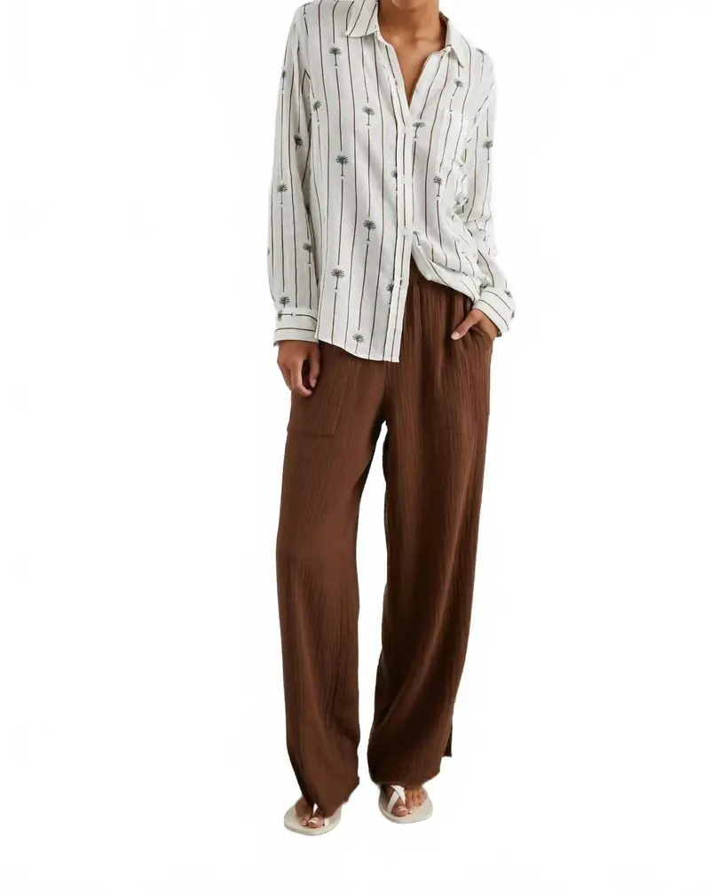 Leon Lightweight Double Gauze Pant In Cacao 1