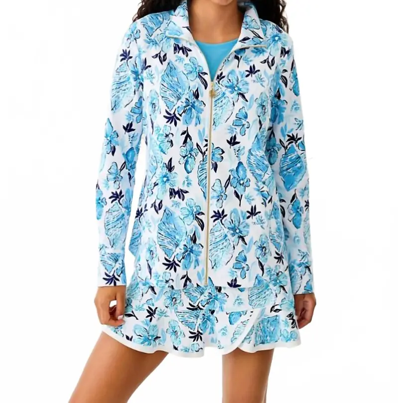Leona Upf 50+ Zip-Up Jacket In Resort White Seashell Splendor 1