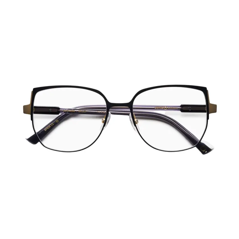 Leonor Sleek Metal Cat-Eye Eyeglasses With Gold Accents 1