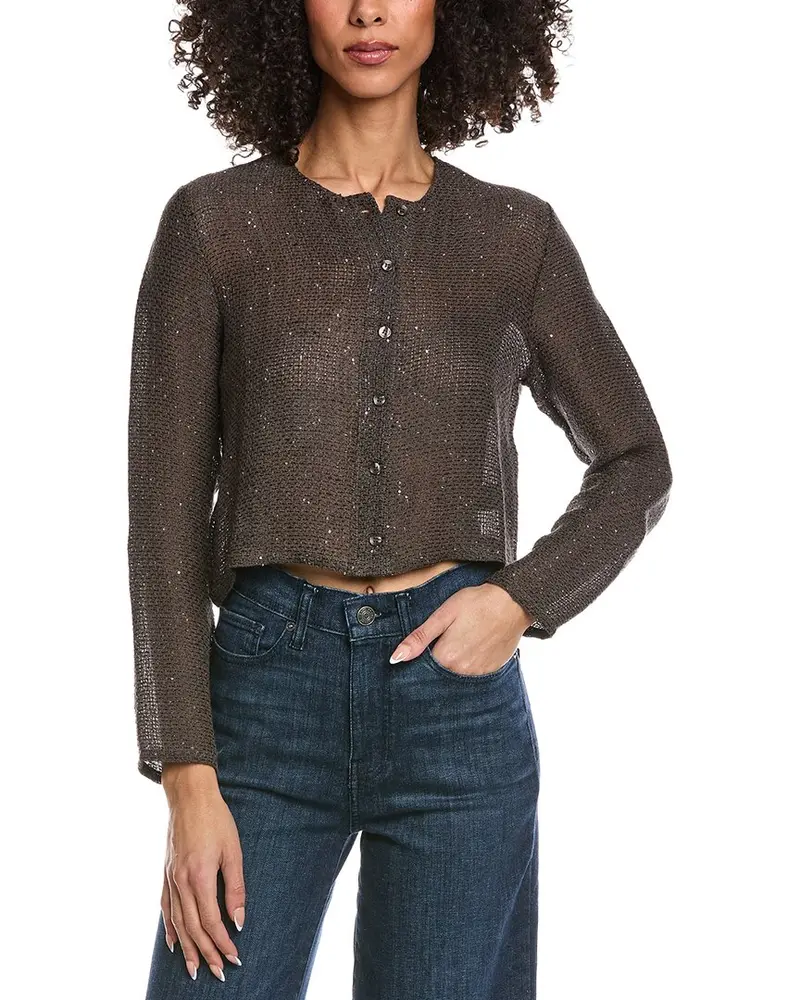 Leset Stella Crew Linen-Blend Cardigan 1