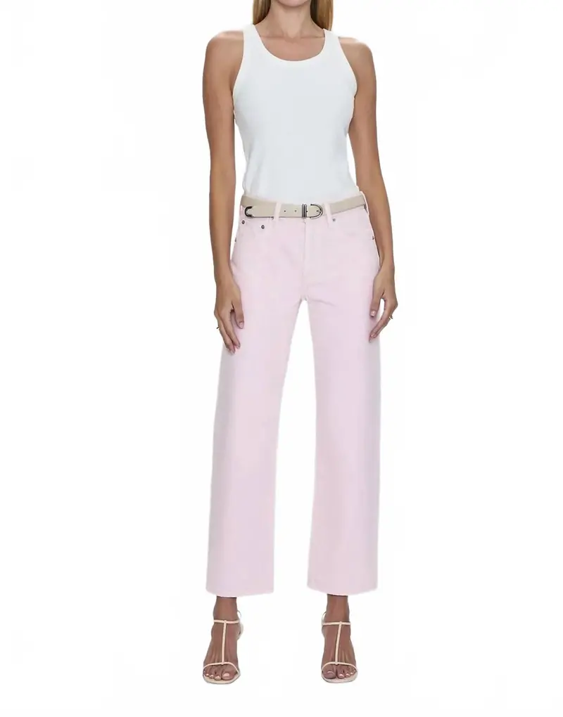 Lexi Mid Rise Bowed Leg Jeans In Blush 1