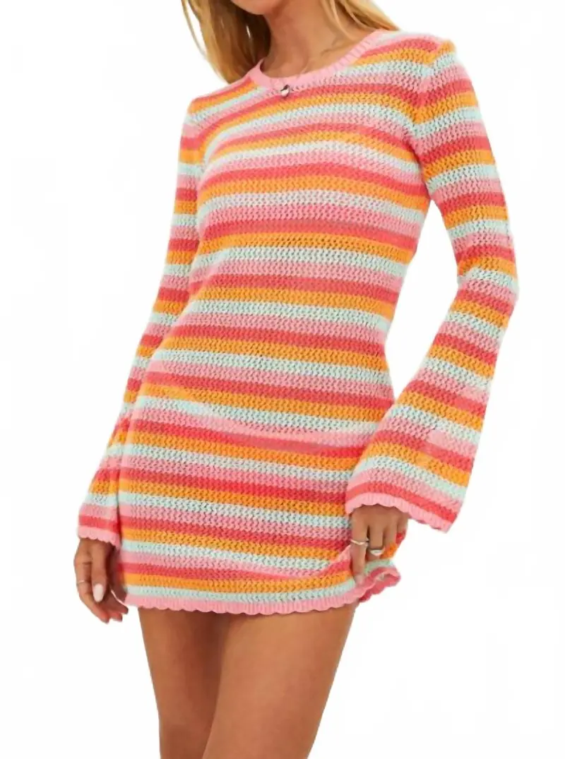 Libbi Mini Dress In Guava Jelly Crochet 1