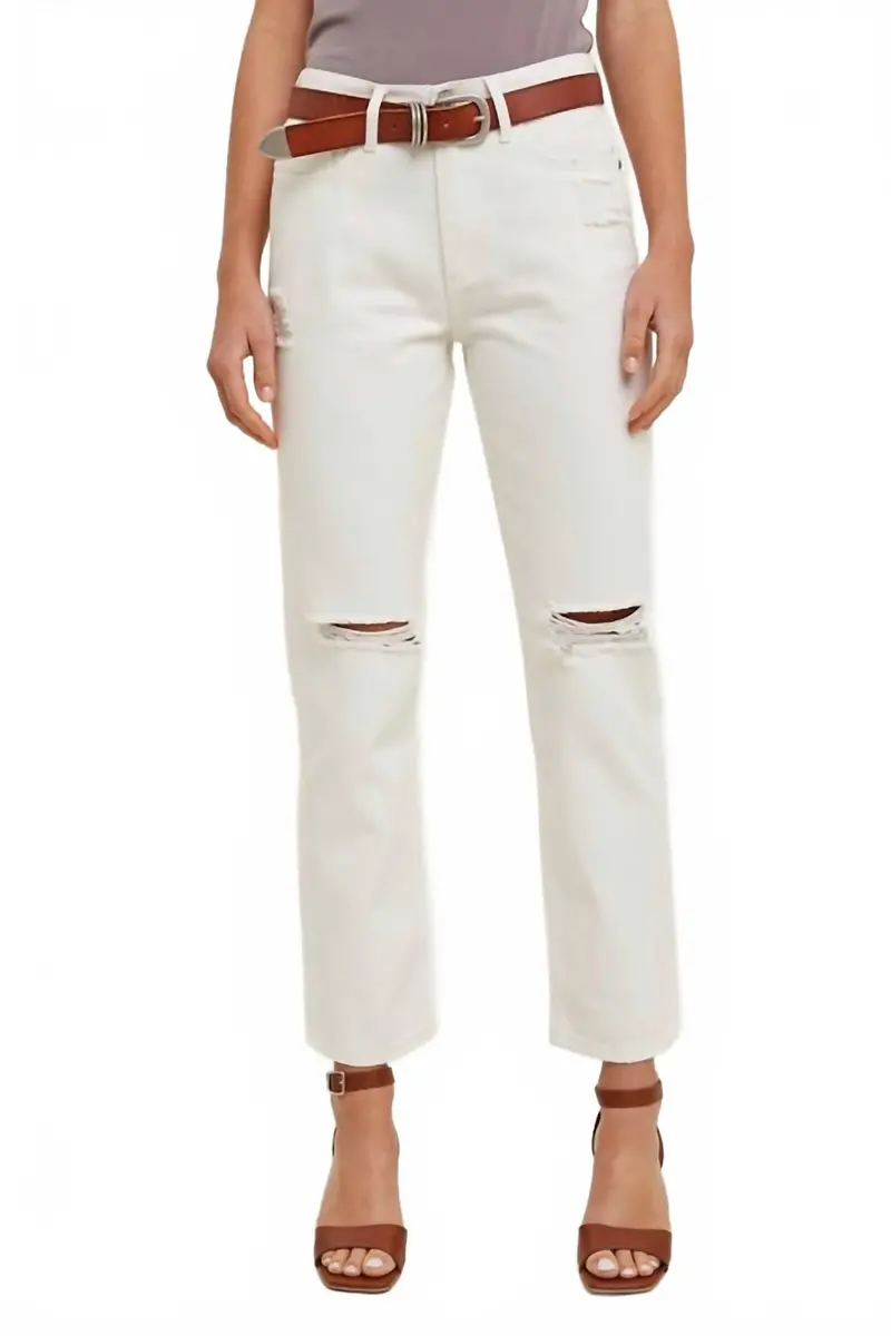 Light-Wash Loose Fit Denim Jeans With Distressed In White 1