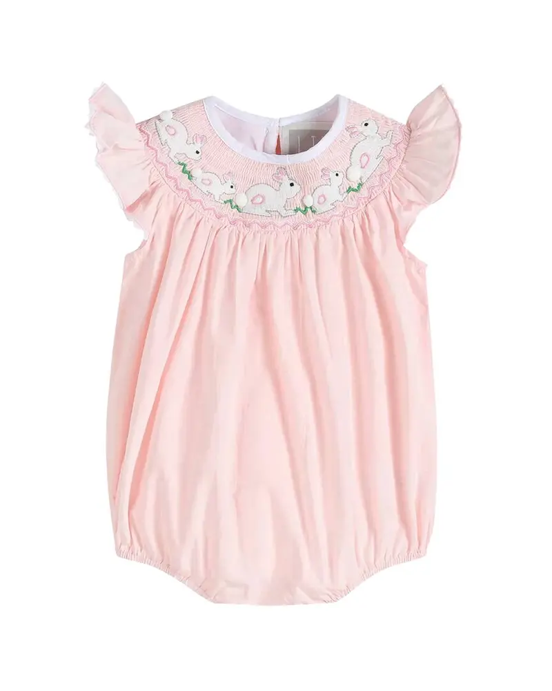 Lil Cactus Running Bunnies Smocked Flutter Romper 1