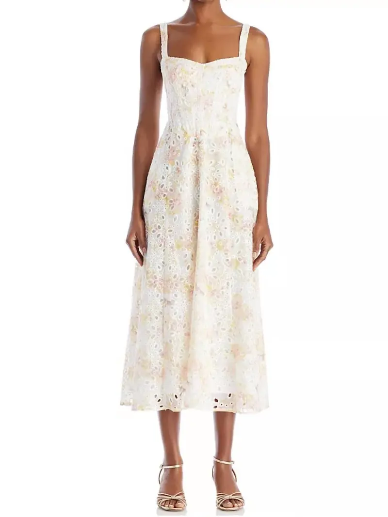 Lilah Corset Midi Dress In Sunny Floral 1