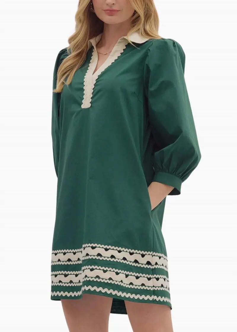 Lina Mini Dress In Hunter Green 1