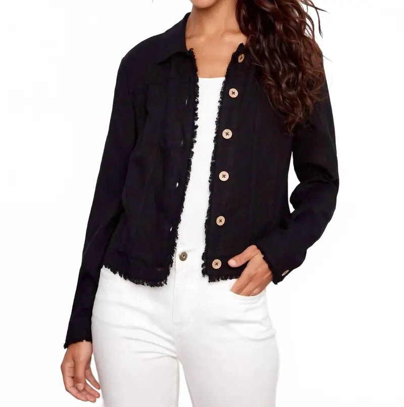 Linen Blend Jacket In Black 1