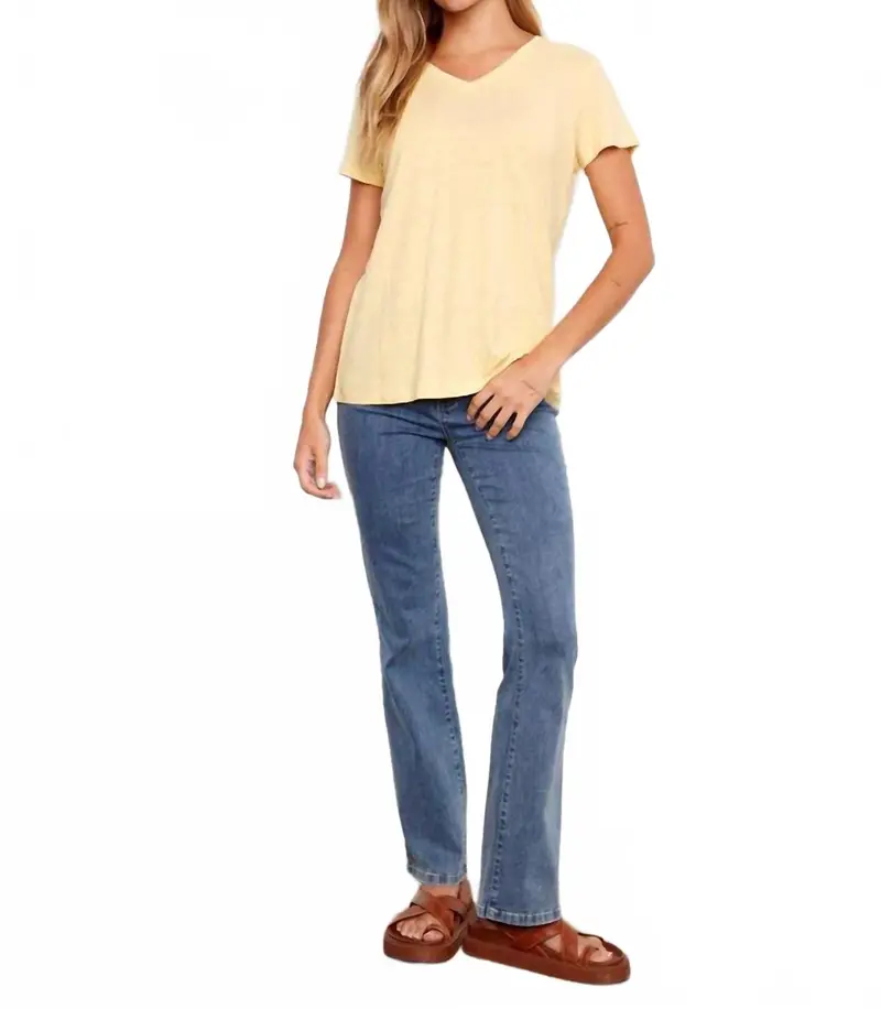 Linen V-Neck T-Shirt In Sunshine 1