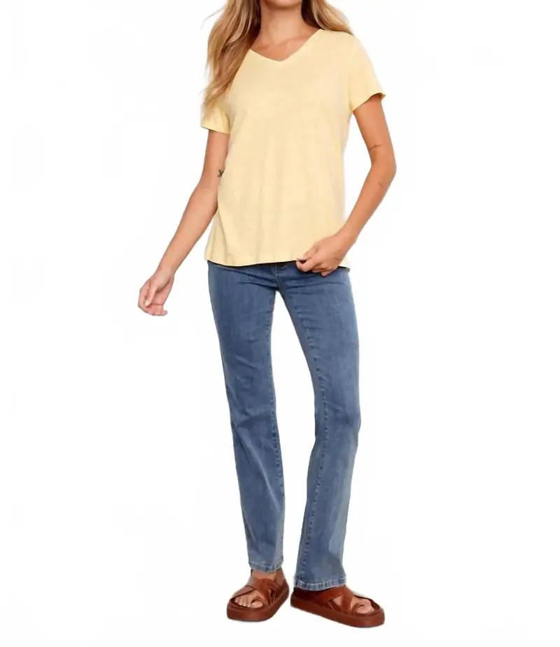 Linen V-Neck T-Shirt In Sunshine 2