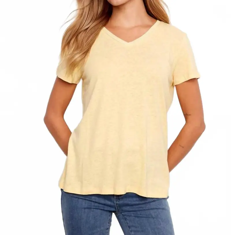Linen V-Neck T-Shirt In Sunshine 3