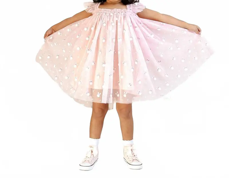 Little Bunny Easter Tulle Dress In Pink 1